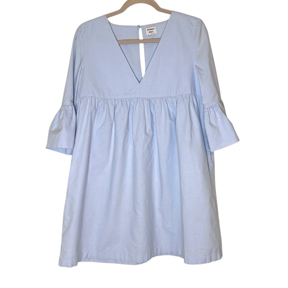 Aritzia Sunday Best Sky Blue Bell Sleeve Mini Dress- Size Medium - Picture 6 of 14